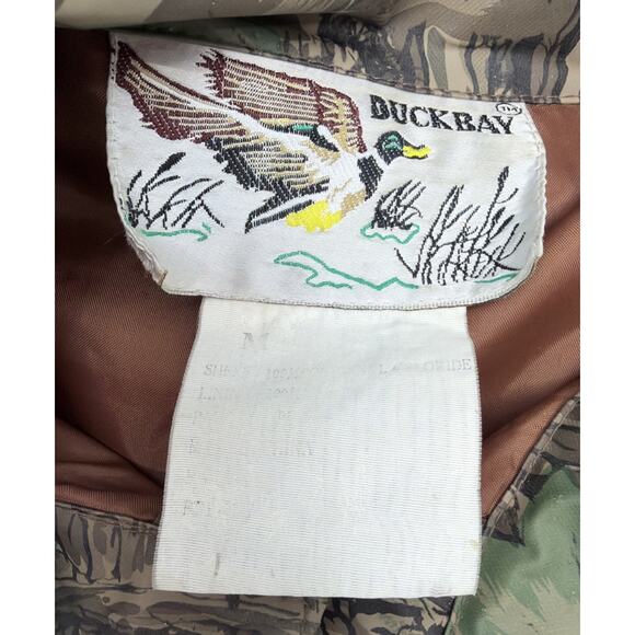 Vintage Duck Bay Snap Up Camo Rebark PVC Hunting Lined Jacket in Size Medium - Picture 6 of 8